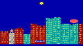 QBasic Gorillas - DOS - Screenshot - Hit.png